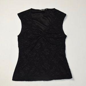 Black Lace Sleeveless Blouse